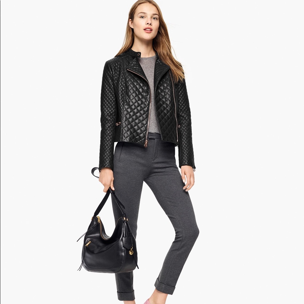 Cole Haan Lambskin Quilted Moto Jacket